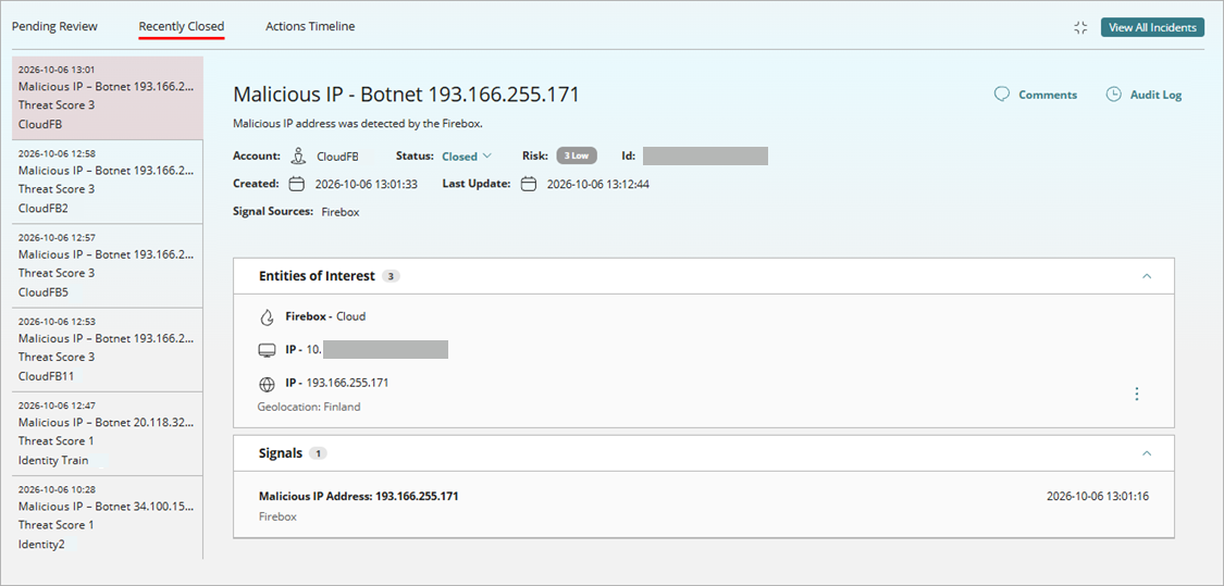 Screenshot of the expanded Recently Closed tab.