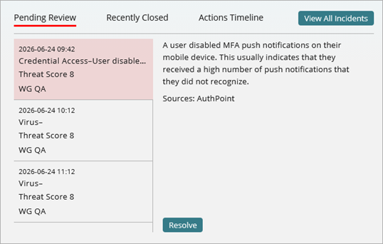 Screenshot of the Pending Review tab.