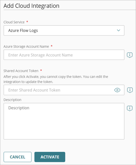 Screenshot of the Add Cloud Integration page