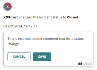 Screenshot of comment in the Comments pane with text box open to edit