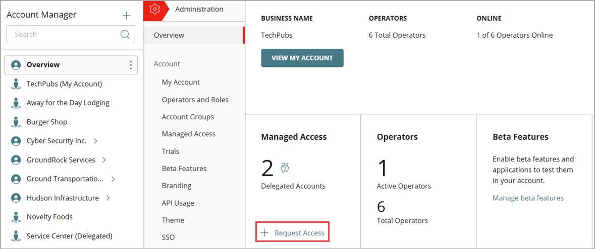 Screen shot of WatchGuard Cloud, Administration Overview