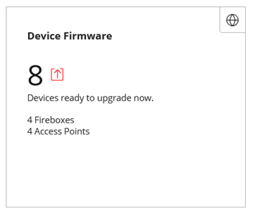 Screen shot of the Device Upgrades widget on the WatchGuard Cloud dashboard