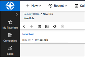 Screen shot of the ConnectWise new security role page