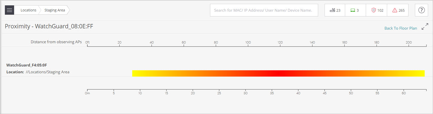 Screen shot of the AP location when no floor plan is available