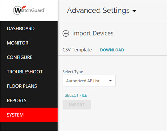 Screen shot of the Import Devices configuration in Discover