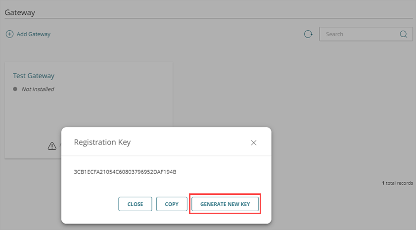 Screen shot that shows the Registration Key window.