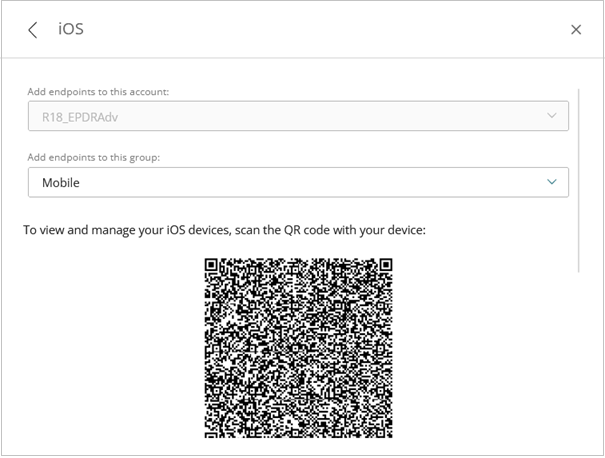 Screen shot of Add Endpoints dialog box for iOS (Endpoint Security)