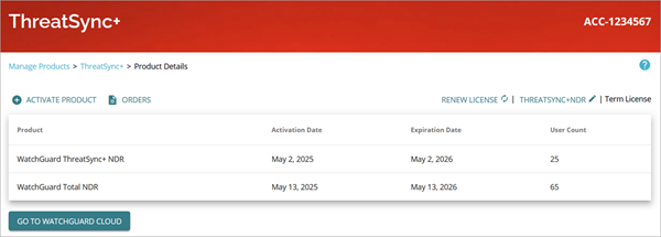 Screenshot of the ThreatSync+ Product Details page
