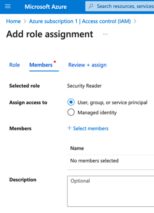 Screenshot of the Azure subscription details page