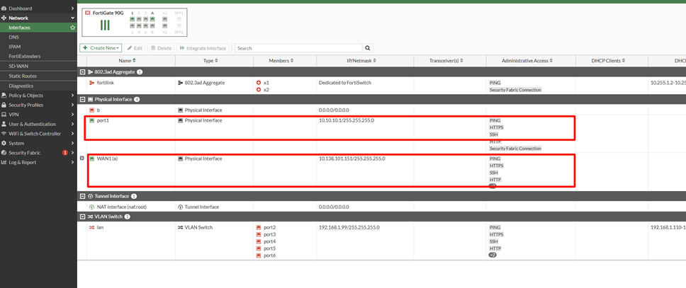 Screenshot of the Fortinet firewall log settings page