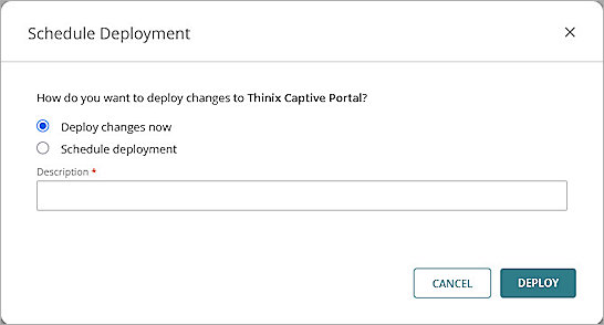Screenshot of the Schedule Deployment page