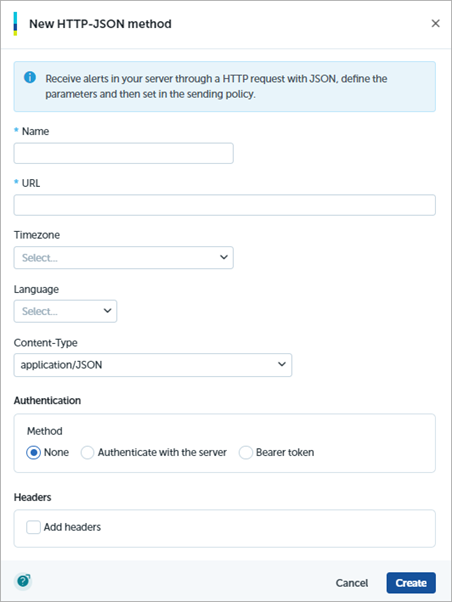 Screen shot of WatchGuard EPDR, Advanced Visualization Tool, New Delivery Method dialog box