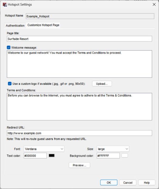 Screen shot of the Hotspot Splash Screen customization settings