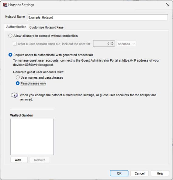 Screen shot of the Hotspots Settings dialog box