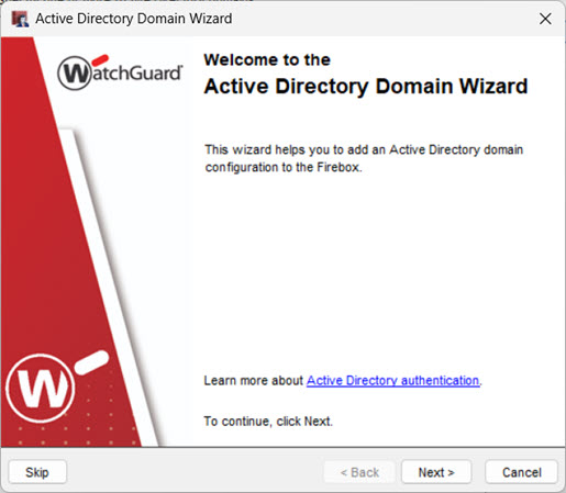 Screen shot of the Active Directory Domain Wizard