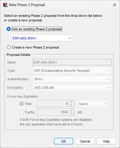 Screen shot of the New Phase2 Proposal dialog box