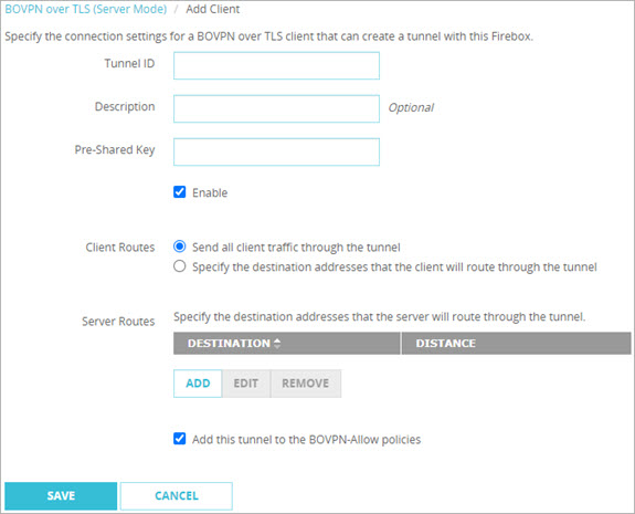 Screen shot of the Add Client dialog box