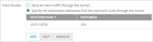 Screen shot of the second Client Routes option