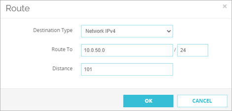 Screen shot of the Route section
