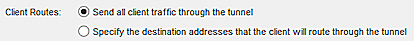 Screen shot of the Client Routes option