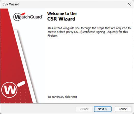 Screen shot of CSR Wizard - Introduction page