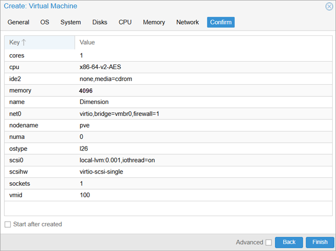 Screenshot of the Confirm tab