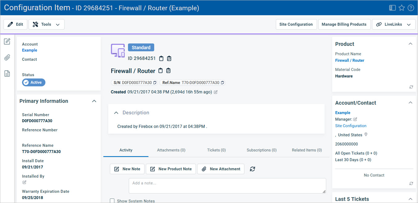 Screen shot of the Edit Configuration Item page