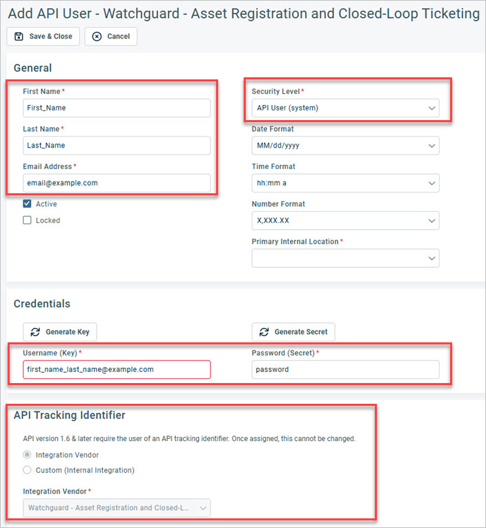 Screen shot of the new user page in Autotask