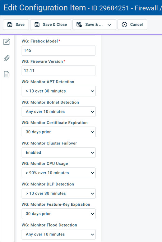 Screen shot of the Autotask Configuration Item page