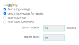 Screen shot of the logging and notification settings for a packet filter policy that allows connections