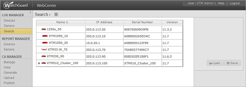 Screen shot of the Search page