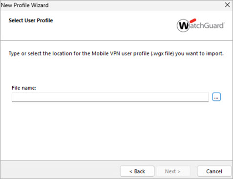 Screen shot of select file for user profile