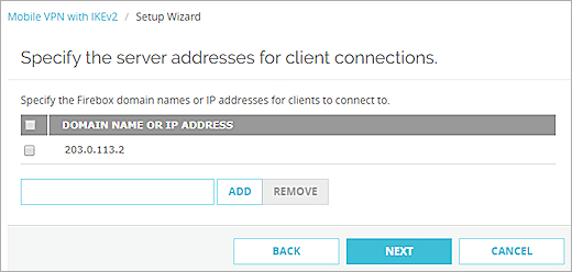 Screenshot of the Mobile VPN with IKEv2 page.