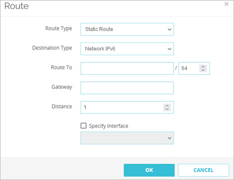 Screen shot of the Route dialog box