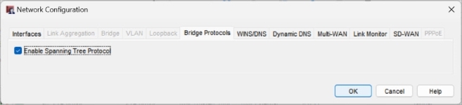 Screen shot of Spanning Tree Protocol in Bridge Mode