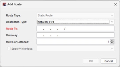 Screen shot of the Add Route dialog box
