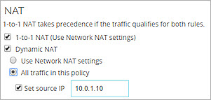 Screen shot of the Set source IP settings
