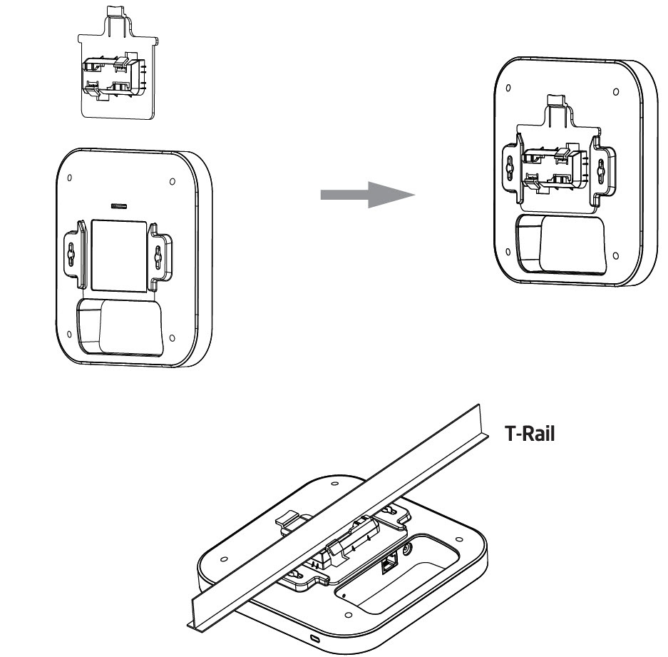 Diagram of the AP130 T-rail installation