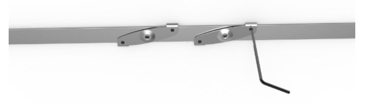 Diagram of the t-bar screw positioning and hex wrench