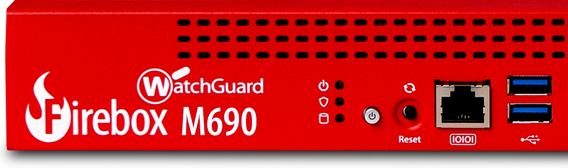Front view of the left-side ports on the Firebox M690 