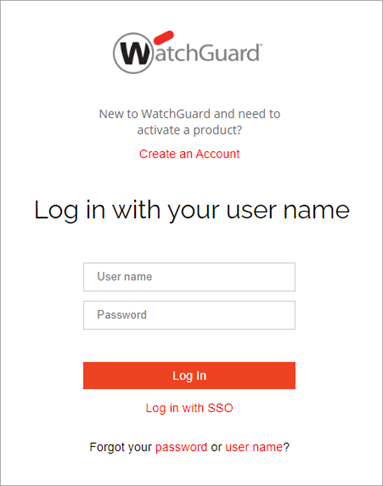 Screenshot of WatchGuard Log In page