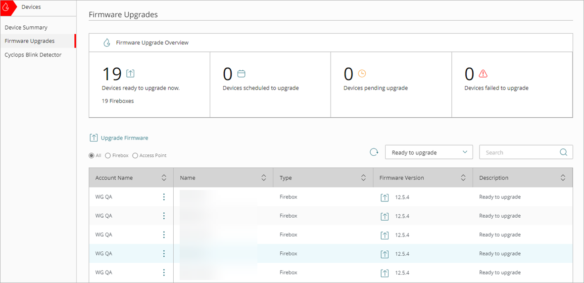 Screenshot of Firmware Upgrade settings