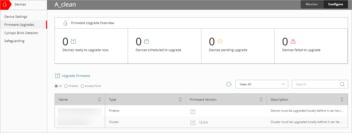 Screenshot of Firmware Upgrade settings