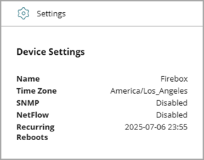 Screenshot of the Settings tile on the Device Configuration page