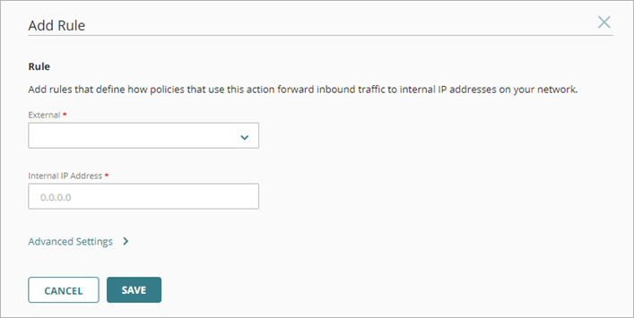 Screen shot of the Add Rule page
