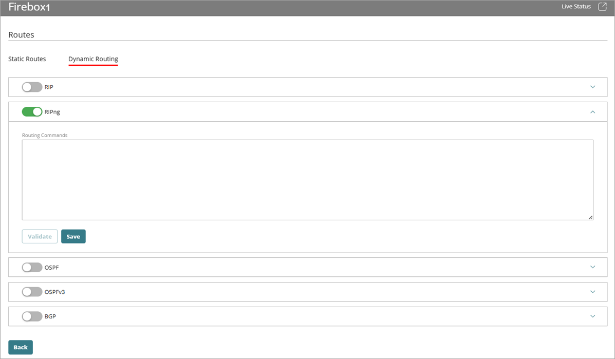 Screen shot of dynamic routing UI.