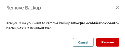 Screen shot of the Remove Backup dialog box