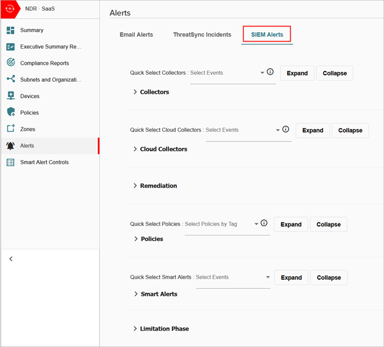 Screenshot of the SIEM Alerts tab on the Alerts page