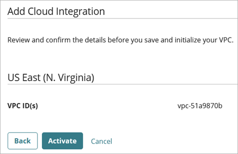 Screenshot of the final page of the AWS VPC Flow Logs Cloud Integration with ThreatSync+ NDR in WatchGuard Cloud