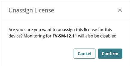 Screenshot of the Unssign License dialog box